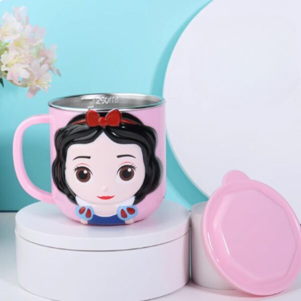 Disney 3D Princess Snow White Pink Durable Stainless Steel Insulated Cup With Lid - Image 2