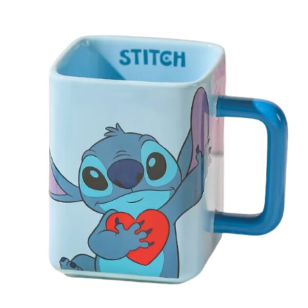 Disney Stitch Square Mug  Cute Cartoon Design With Blue Handle 450ml - Image 1
