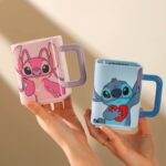 Disney Stitch Square Mug  Cute Cartoon Design With Blue Handle 450ml - Image 2