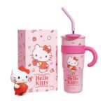 Hello Kitty Tumbler Cup with Straw, Handle, Pink, Cute Sanrio Drinkware for Kids and Fans 1200 Ml