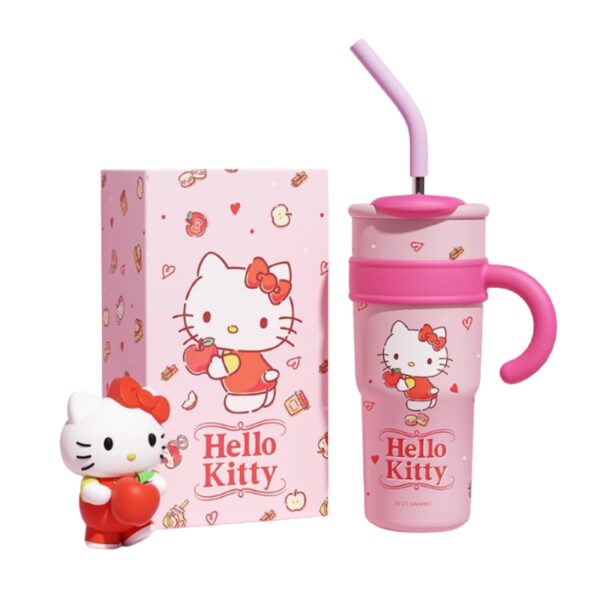 Hello Kitty Tumbler Cup with Straw, Handle, Pink, Cute Sanrio Drinkware for Kids and Fans 1200 Ml - Image 1