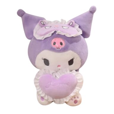 Kuromi Plush with Heart Pillow & Sleep Mask – 35cm