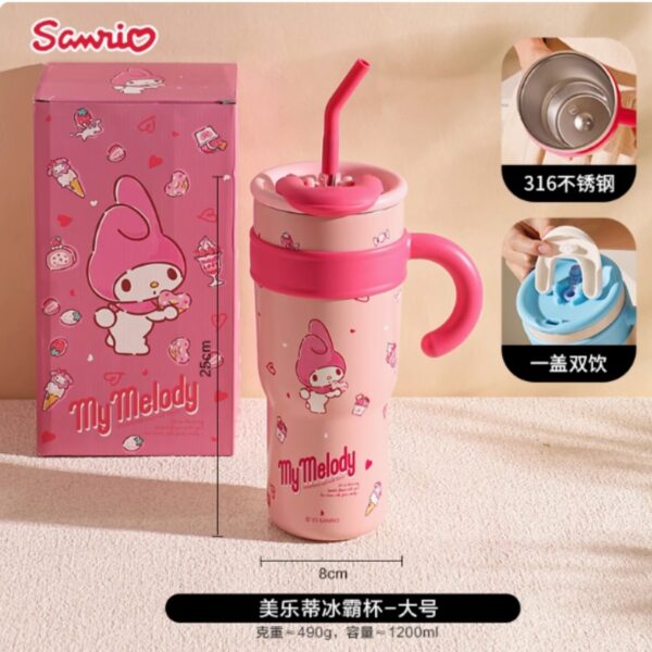 My Melody Cup With Straw, Pink Handle And Cute Sanrio Drinkware For Kids And Fans 1200 Ml - Image 2