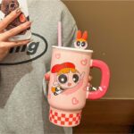 Powerpuff Girls Ceramic Mug With Lid And Straw 850ml - Image 2