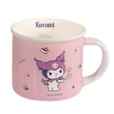 Sanrio Kuromi Ceramic Coffee Mug, White With Purple Trim