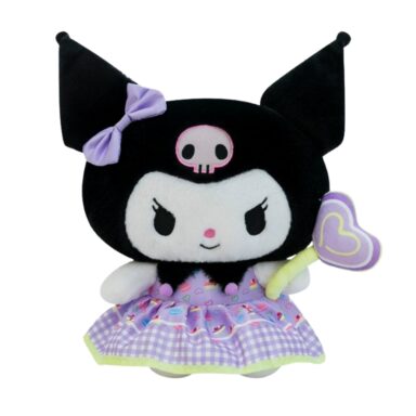 Sanrio Kuromi Plush Doll – Stylish Purple Checkered Dress 35cm