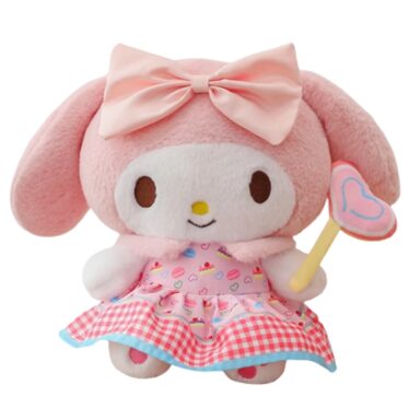 Sanrio My Melody Plush Doll – Stylish Pink Checkered Dress