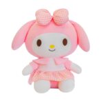 Sanrio My Melody Plush With Pink Checkered Ribbon And Dress 35Cm