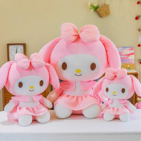 Sanrio My Melody Plush With Pink Checkered Ribbon And Dress  35Cm - Image 2