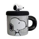 Snoopy Ceramic Mug With Lid 360ml Black