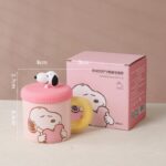 Snoopy Ceramic Mug With Lid 360ml Pink - Image 2
