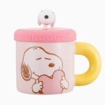Snoopy Ceramic Mug With Lid 360ml Pink