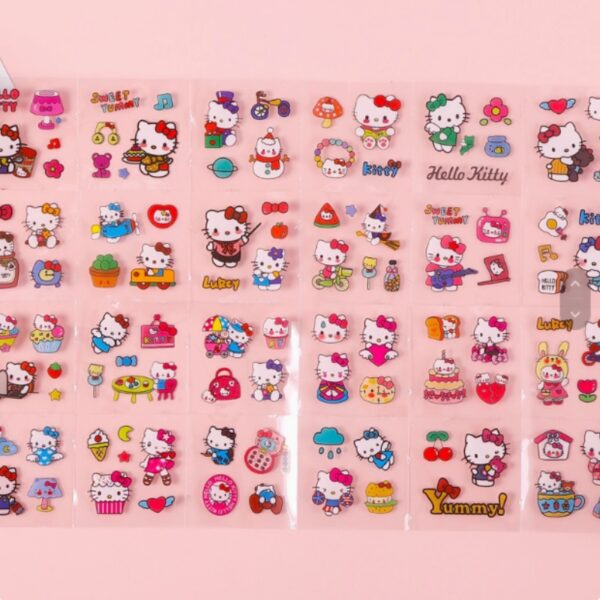 100 Sheets Sanrio Hello Kitty Stickers Kit, Vinyl Cartoon Aesthetic Decorative Sticker Set, Ideal for Scrapbooking, Journaling, Laptops, and Room Decoration - Image 3