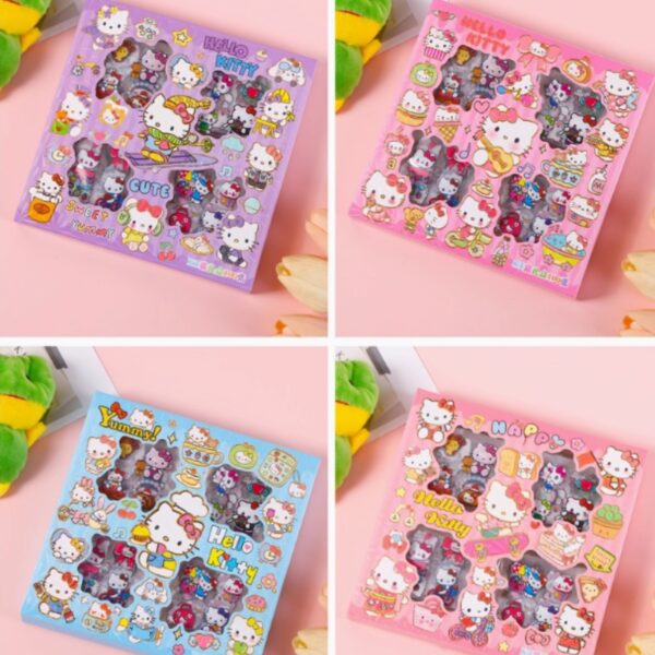 100 Sheets Sanrio Hello Kitty Stickers Kit, Vinyl Cartoon Aesthetic Decorative Sticker Set - Image 1