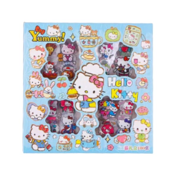 100 Sheets Sanrio Hello Kitty Stickers Kit, Vinyl Cartoon Aesthetic Decorative Sticker Set - Image 2