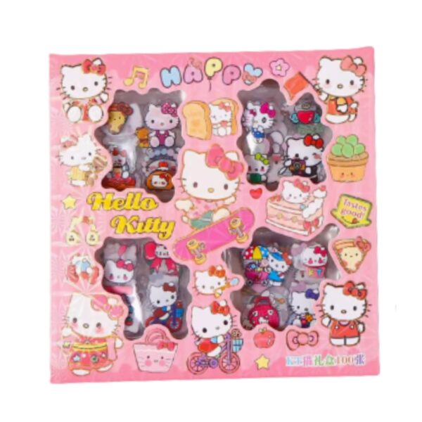 100 Sheets Sanrio Hello Kitty Stickers Kit, Vinyl Cartoon Aesthetic Decorative Sticker Set, Ideal for Scrapbooking, Journaling, Laptops, and Room Decoration - Image 2