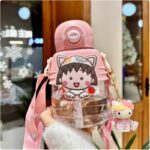 Chibi Maruko Chan Drink Container Cute Cartoon Design with Strap, 650 Ml Capacity - Image 2