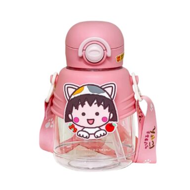 Chibi Maruko Chan Drink Container Cute Cartoon Design with Strap, 650 Ml Capacity