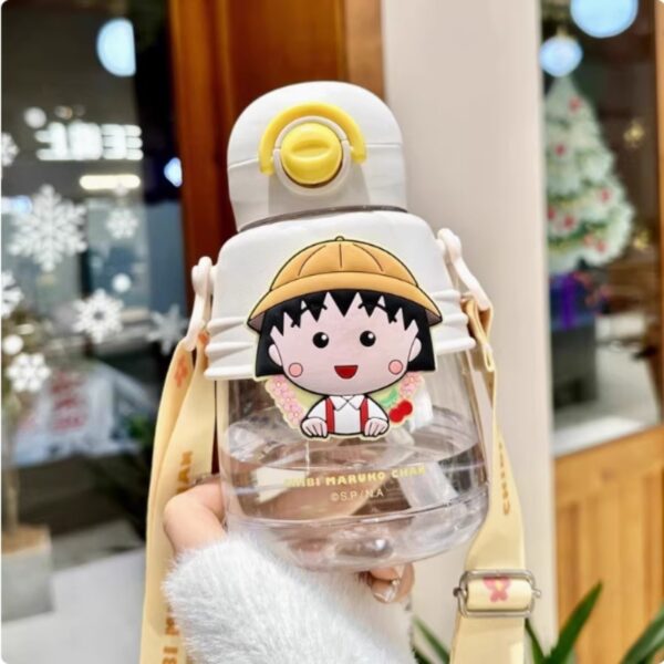 Chibi Maruko Chan Glass Water Bottle with Protective Case – 750ml - Image 2
