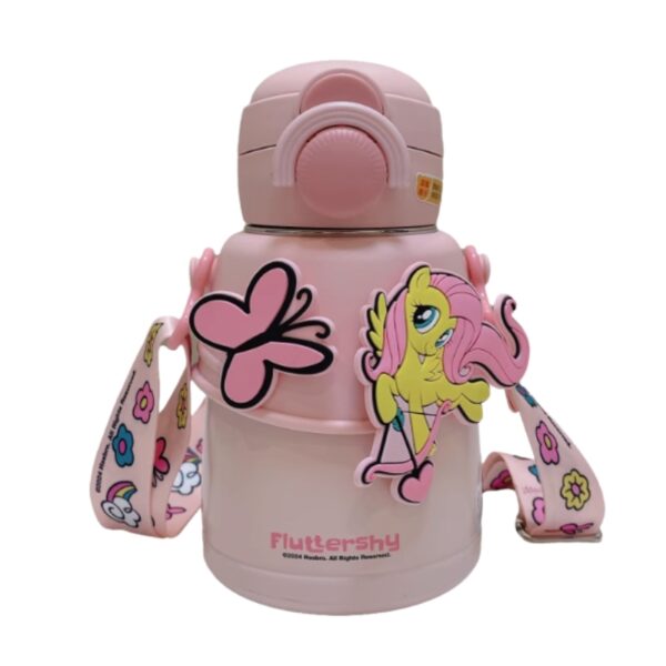 My Little Pony Kids Insulated Stainless Steel Water Bottle with Strap – Pink – 600ml - Image 1