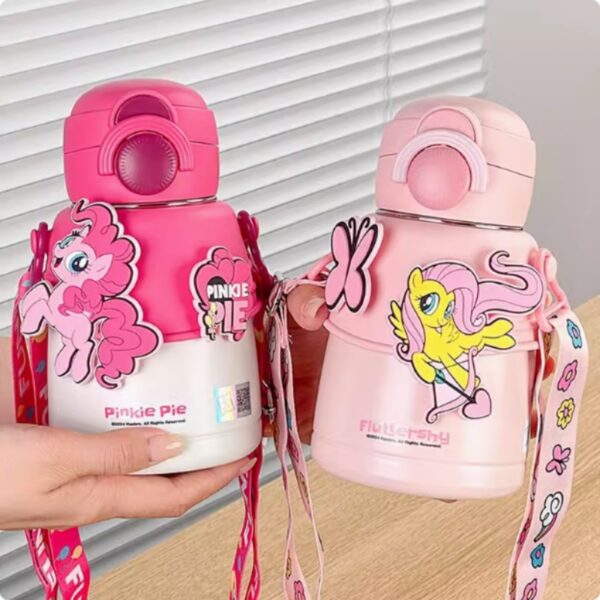 My Little Pony Kids Insulated Stainless Steel Water Bottle with Strap – Pink – 600ml - Image 2