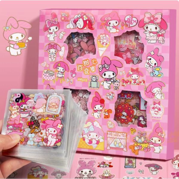 My Melody Kawaii Sticker Collection Pack, 100 Pieces, Pink Theme - Image 1