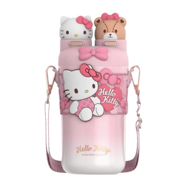 Sanrio Hello Kitty Insulated Stainless Steel Water Bottle With Strap 550ml - Image 1