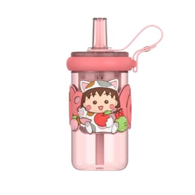 Chibi Maruko Chan Water Bottle With Straw 660ml, Leakproof And Cute Design For Kids