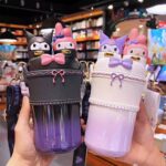 Kawaii Character Water Bottle with Decorative Lid Insulated Stainless Steel, Portable Drink Container with Shoulder Strap - Image 2
